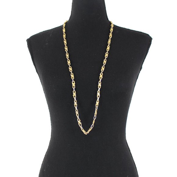 CÉLINE Gold Chainlink Long C Triomphe Logo Necklace Stackable Paris Vintage - Picture 2 of 6